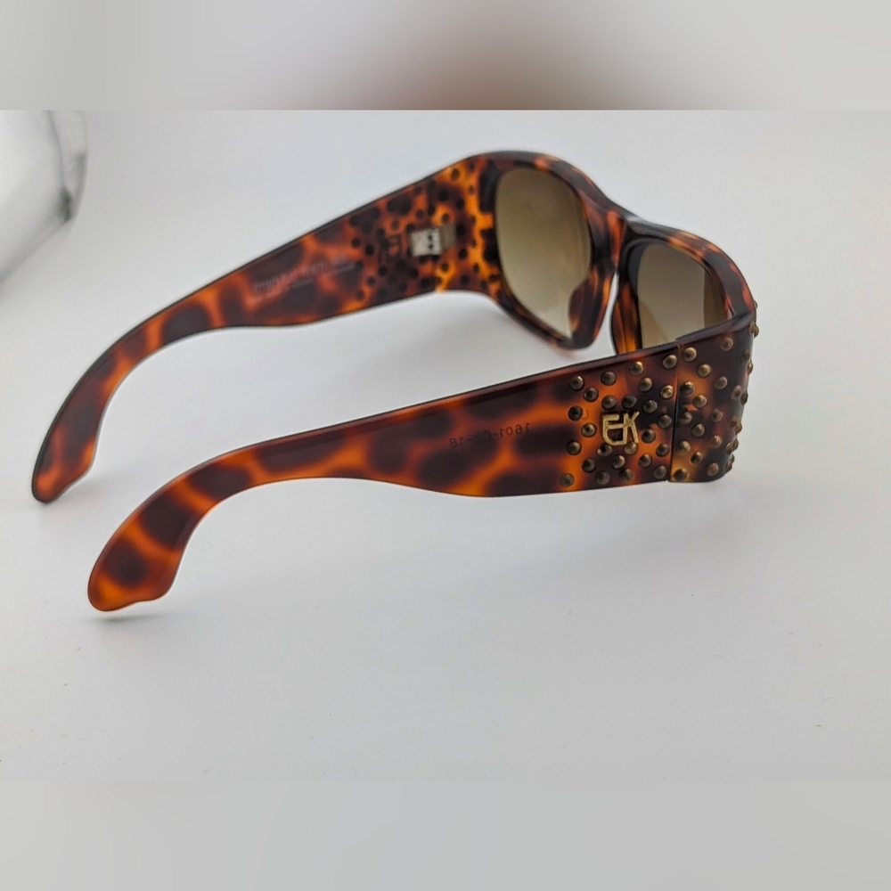 Emmanuelle Khanh Paris 1601-cl-18 Brown Tortoise Shell Frame Bronze Stud Vintage - Picture 5 of 9
